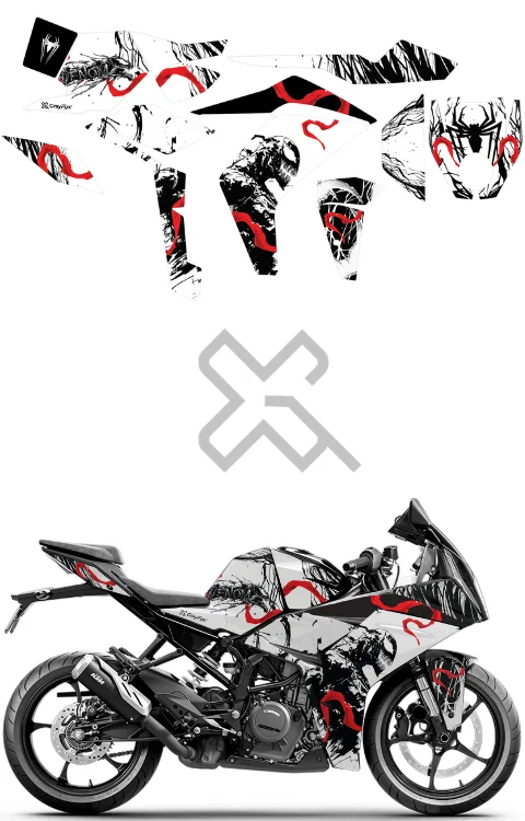 Venom Edition Full Body Sticker Compatible with RC 125/200/390 | Made In Premium Gloss Vinyl With FPF(Fade Protection Film), Water Proof, Precut Sticker, Pack Of 1 Compatible with Both Side